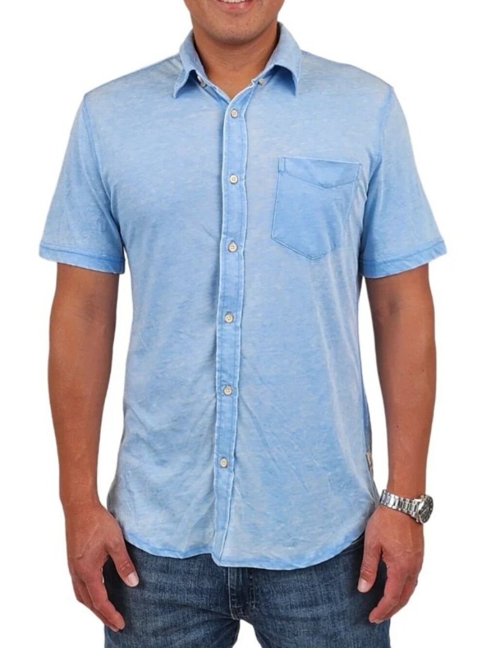 Surfside Supply Bright Blue Burnout Knit Short Sleeve Vintage Shirt